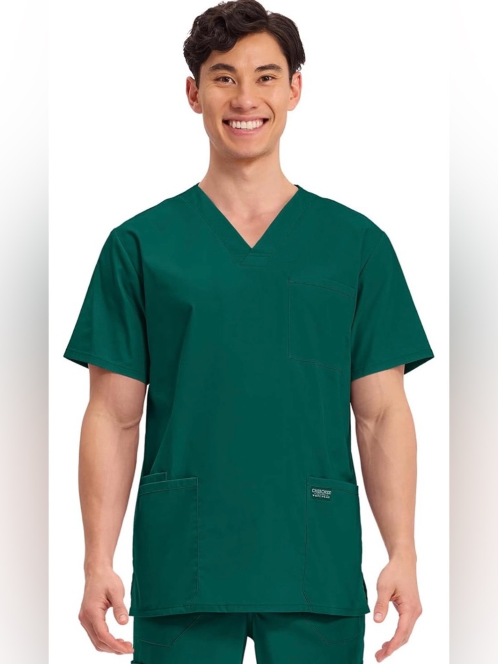 Cherokee  Green V-Neck
Short Sleeve Scrub Top workwear
